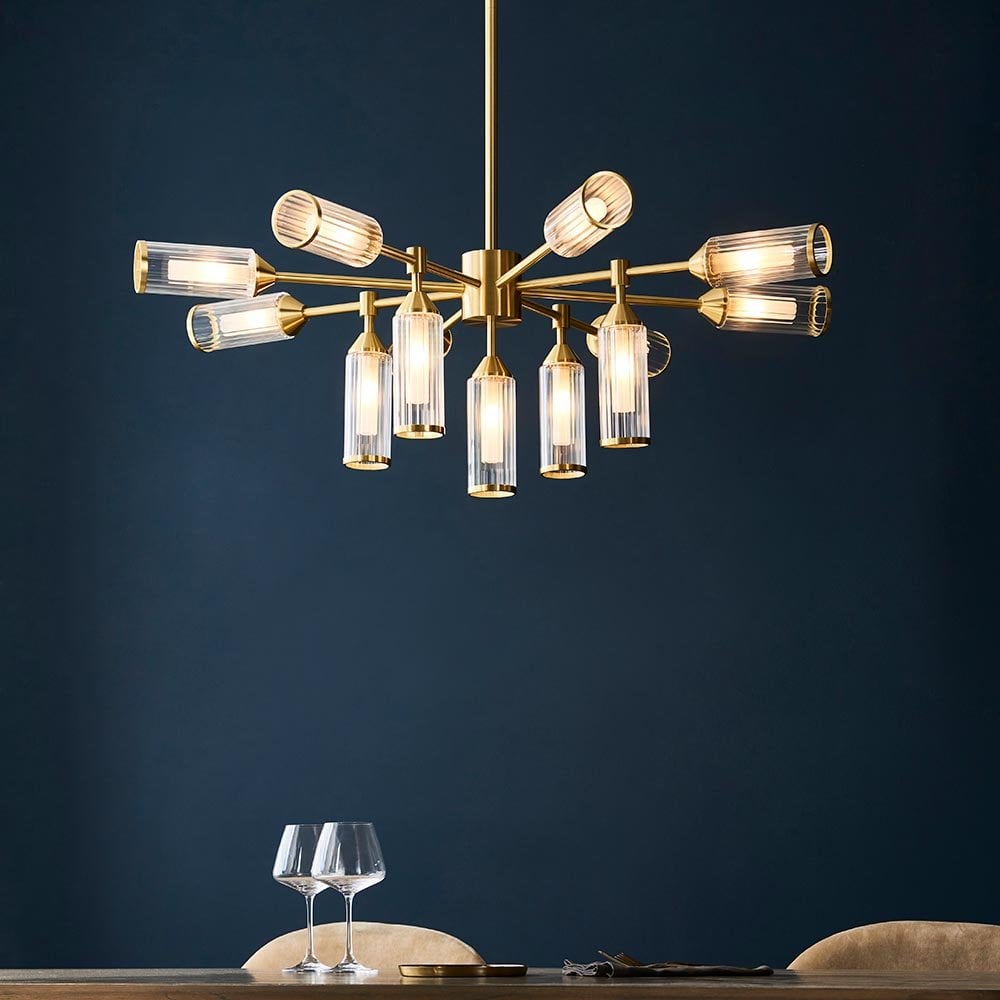 Sally 13 Light Ceiling Pendant in Satin Brass