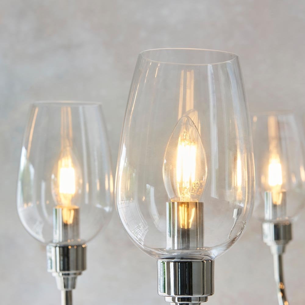 Pure 6 Light Bright Nickel Fitting with Glass Shades