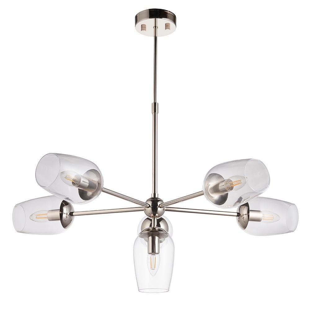 Maeve 6 Light Pendant with Adjustable Stem in Bright Nickel