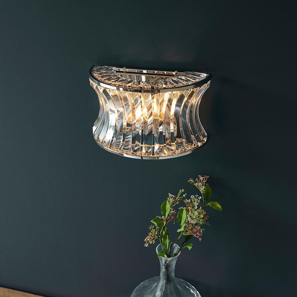 Alice Bright Nickel Wall Light with Concave Clear Glass