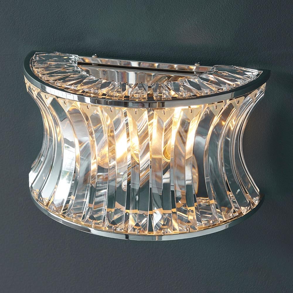 Alice Bright Nickel Wall Light with Concave Clear Glass