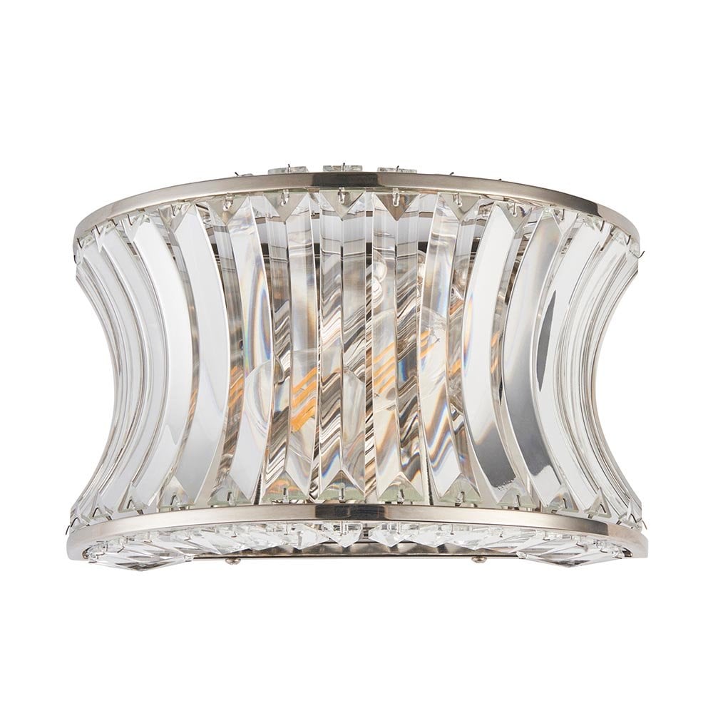 Alice Bright Nickel Wall Light with Concave Clear Glass