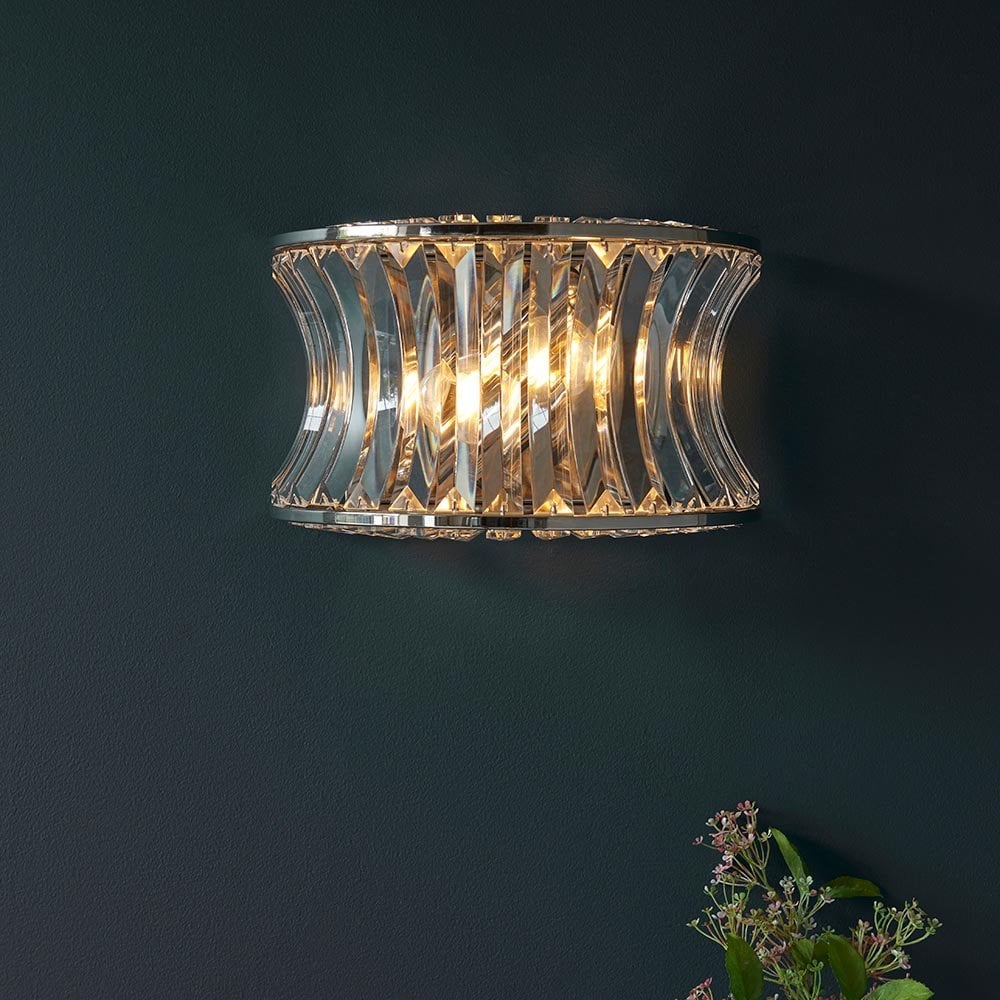 Alice Bright Nickel Wall Light with Concave Clear Glass