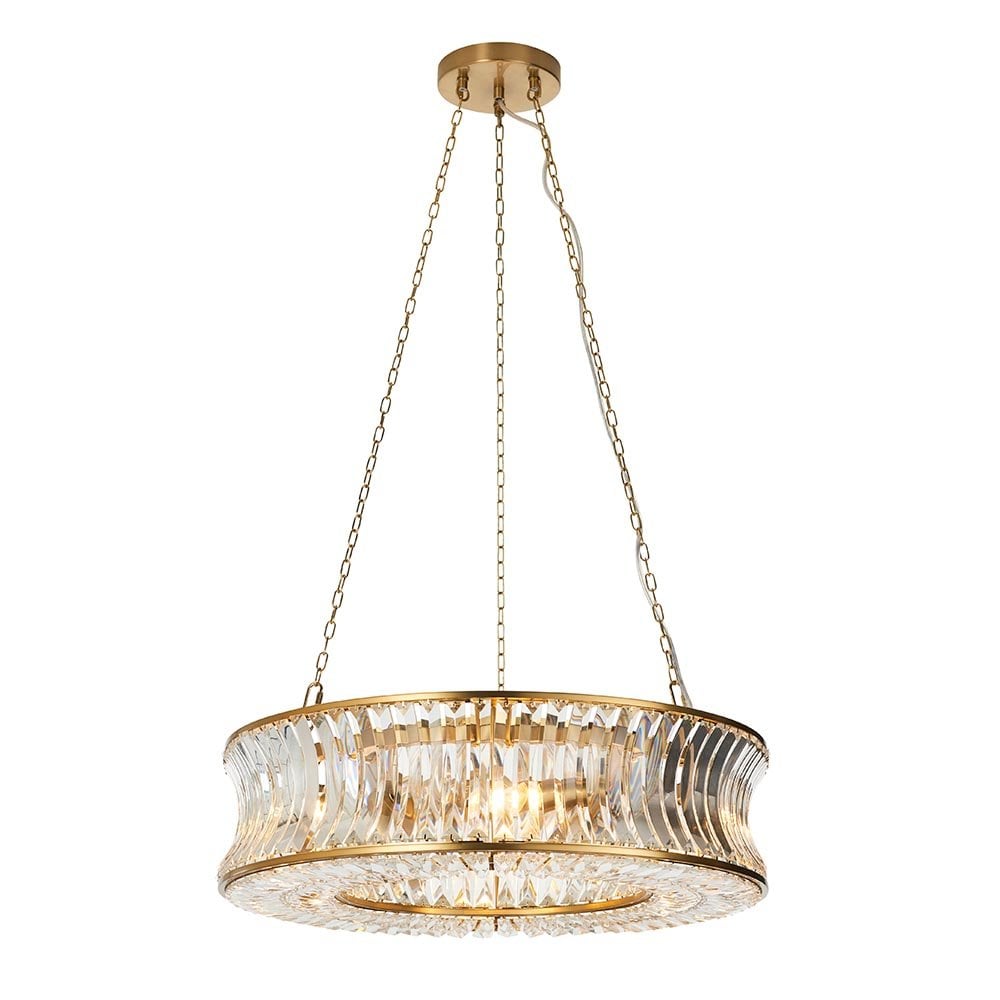 Alice Brass 6 Light Pendant with Concave Clear Glass