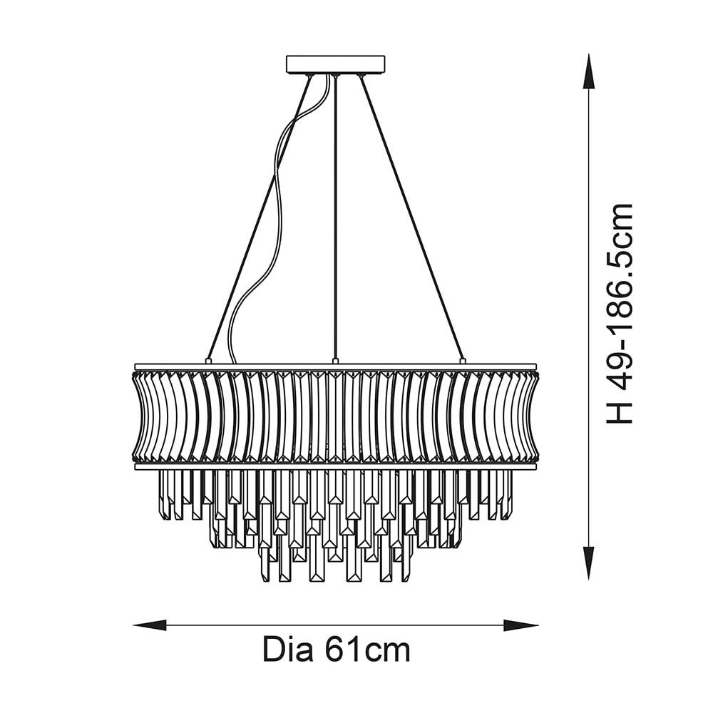 Alice Brass 9 Light Pendant with Concave Clear Glass