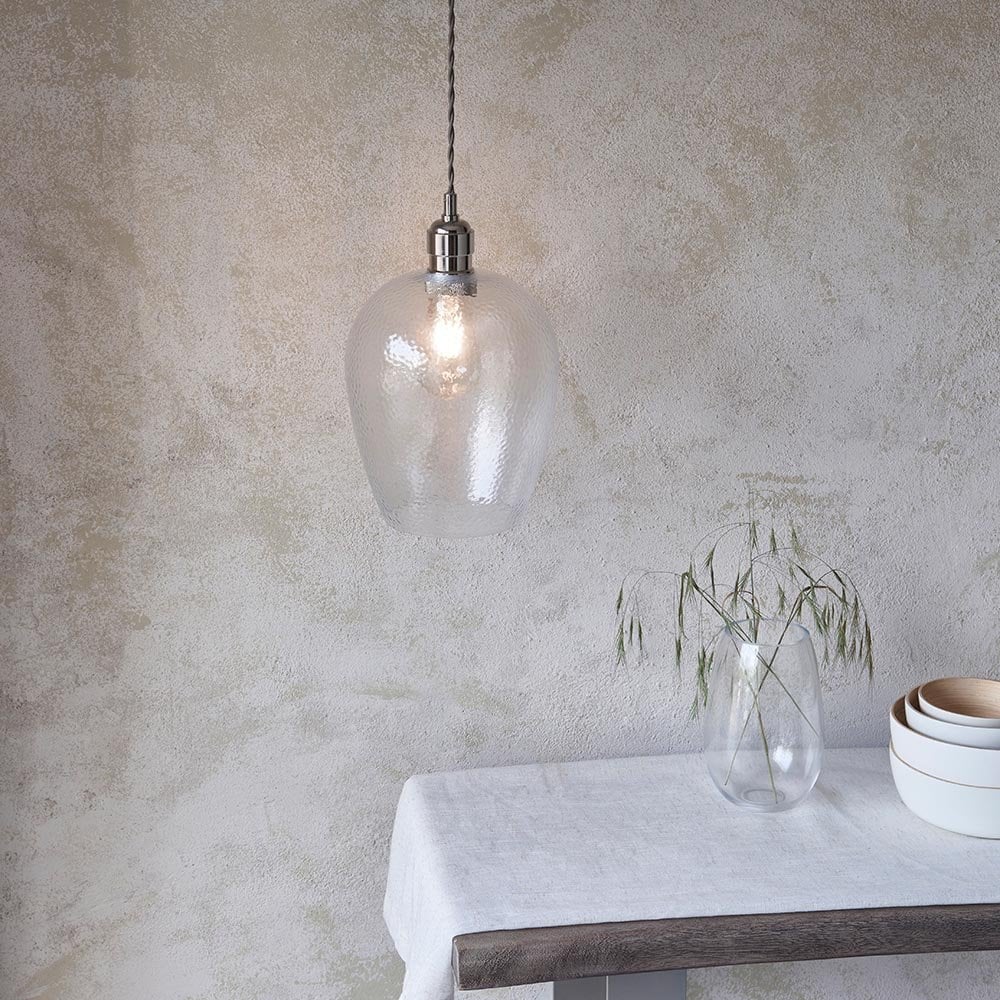 Molly Small Clear Hammered Glass Pendant