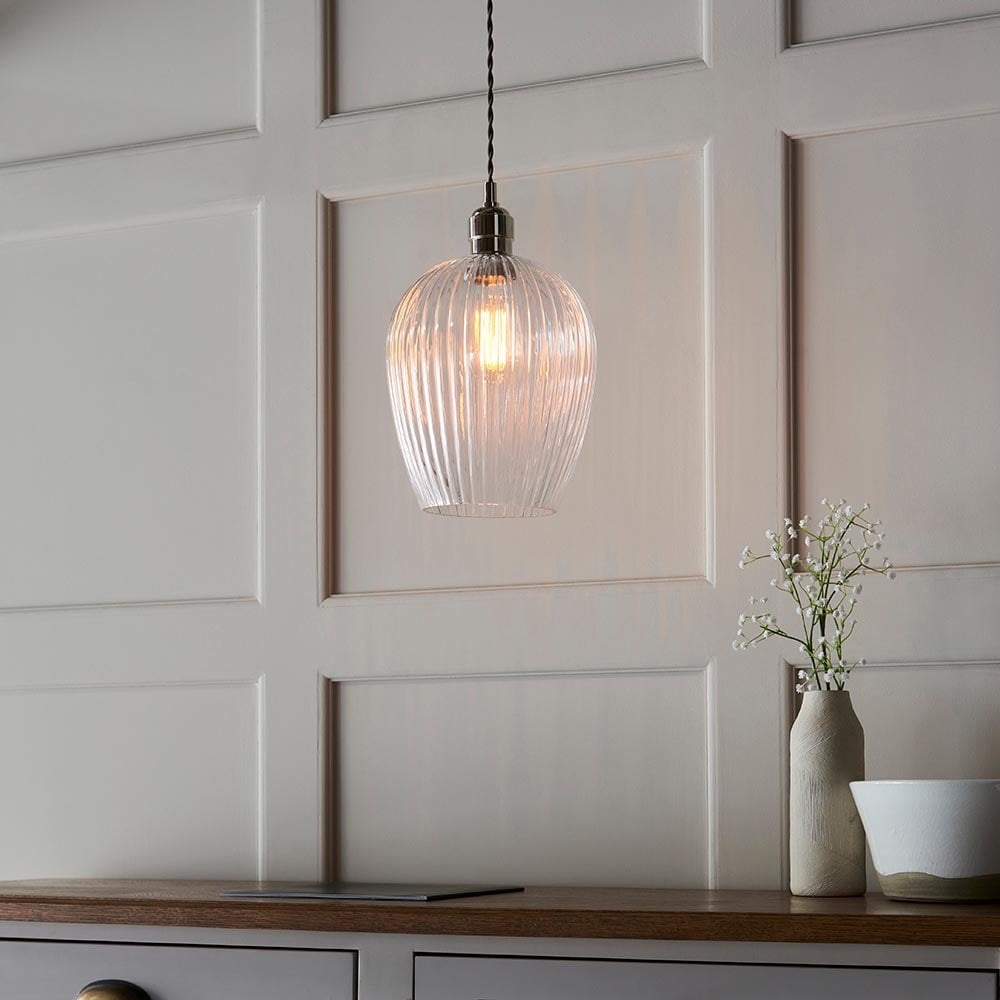 Molly Small Clear Ribbed Glass Pendant