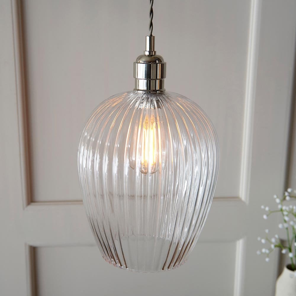 Molly Small Clear Ribbed Glass Pendant