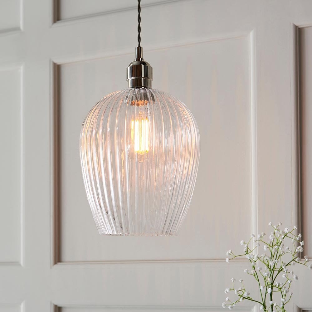 Molly Small Clear Ribbed Glass Pendant