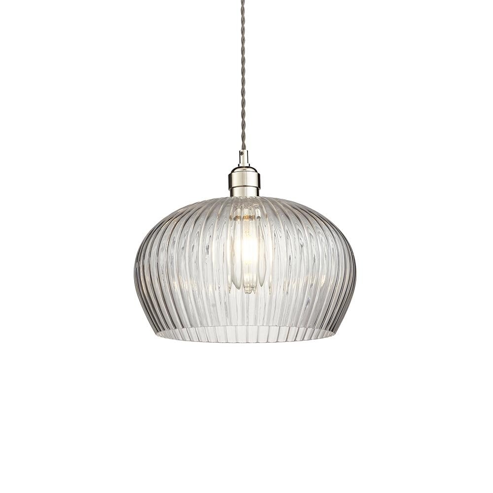 Molly Ribbed Glass Bowl Pendant