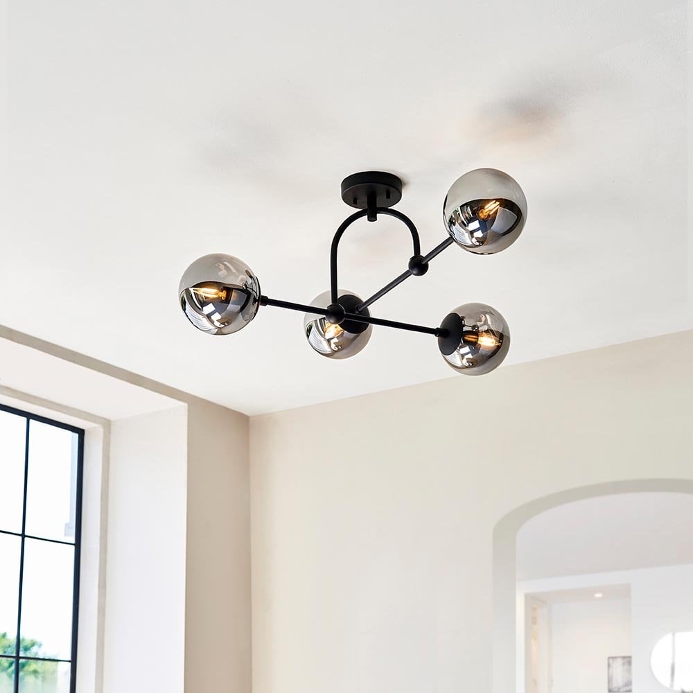 Erin Black Semi Flush C/W Smoked Shades