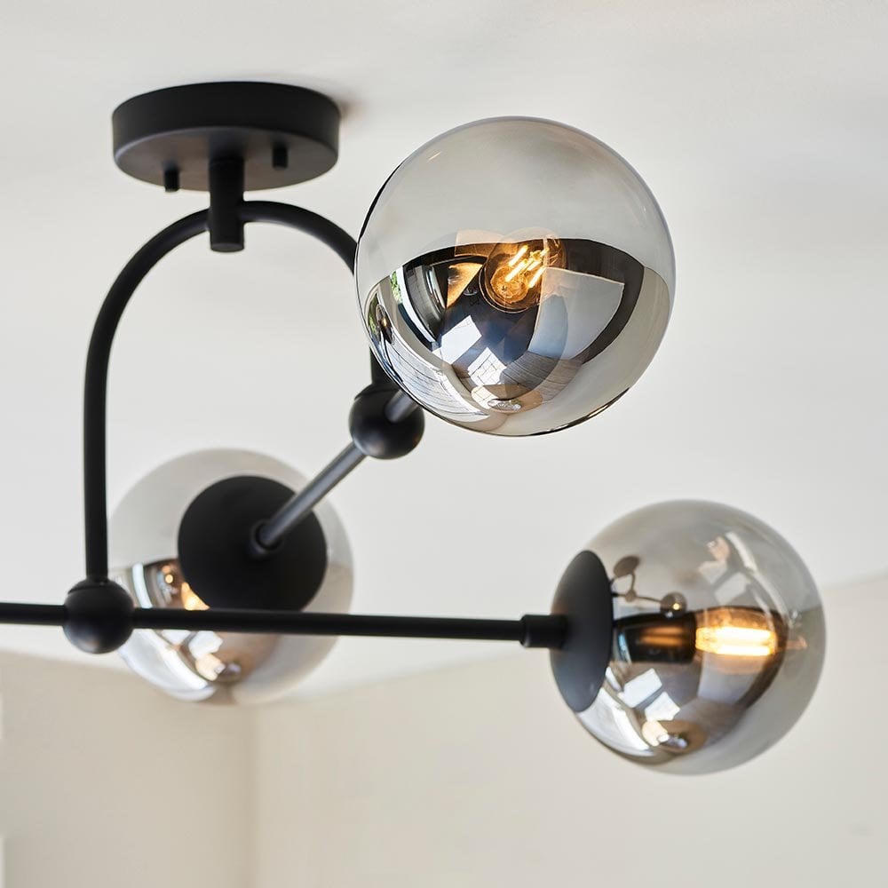 Erin Black Semi Flush C/W Smoked Shades