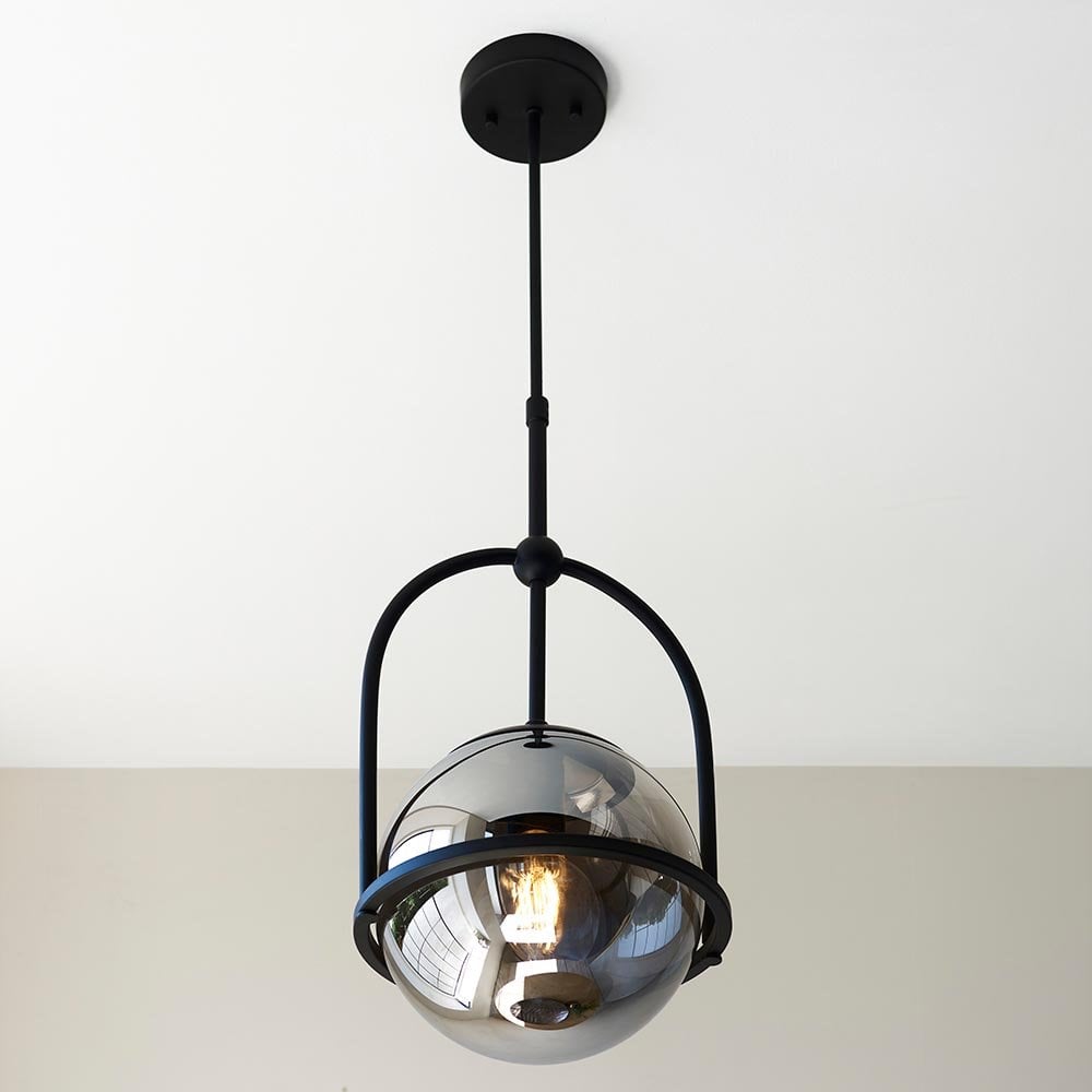 Erin Single Black Pendant C/W Smoked Shade