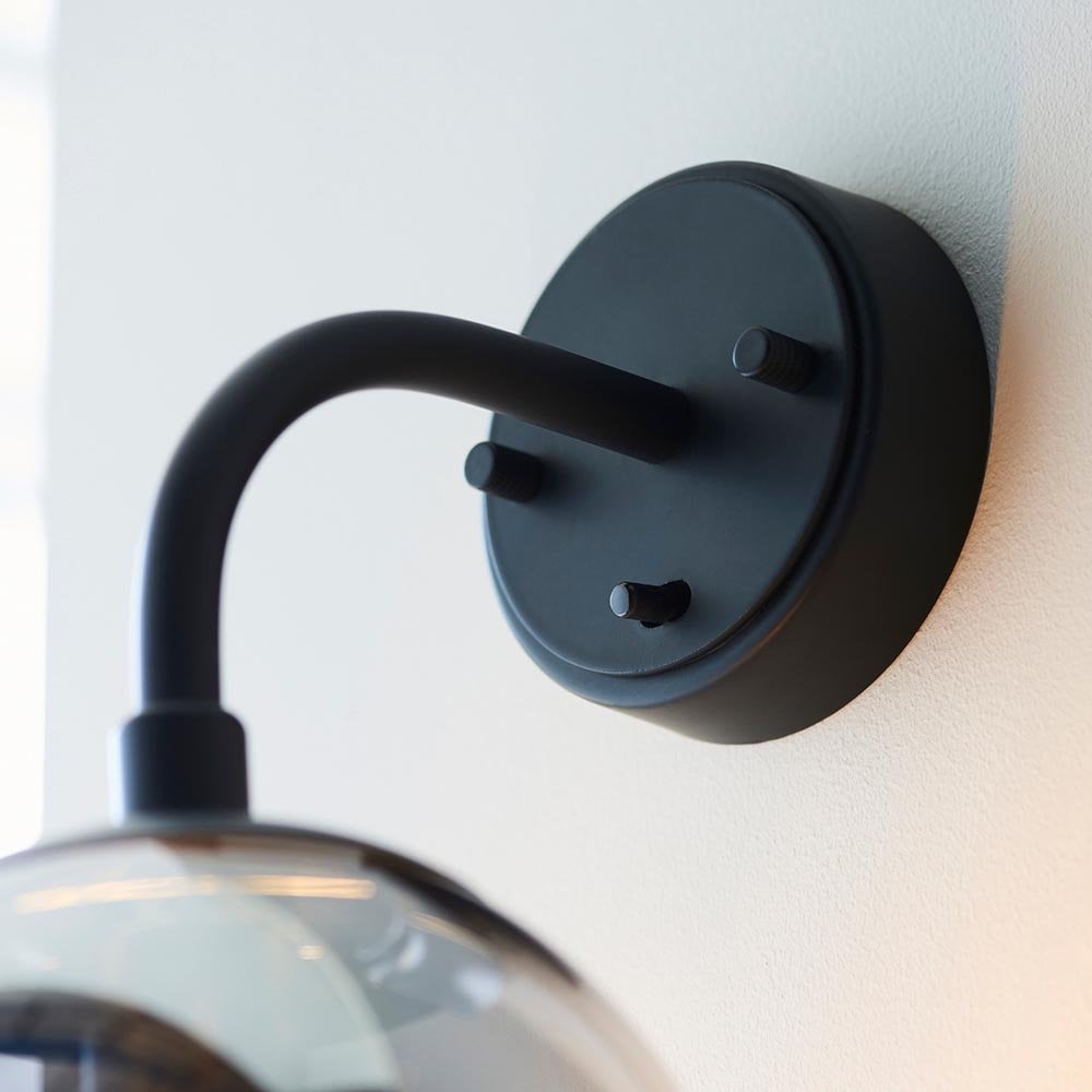 Erin Black Wall Light C/W Grey Tinted Shade