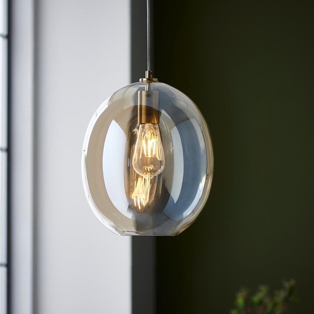 Kelda Satin Brass Champagne Glass Oval Pendant