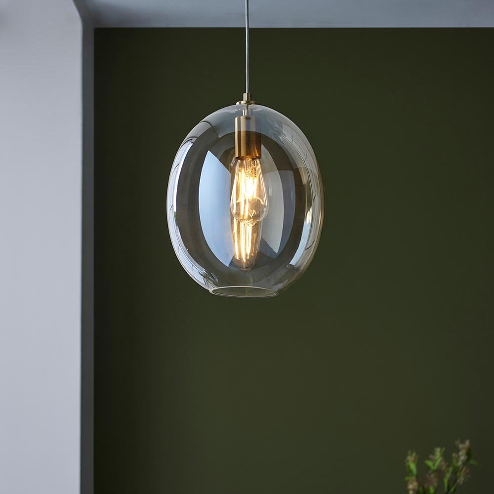 Kelda Satin Brass Champagne Glass Oval Pendant