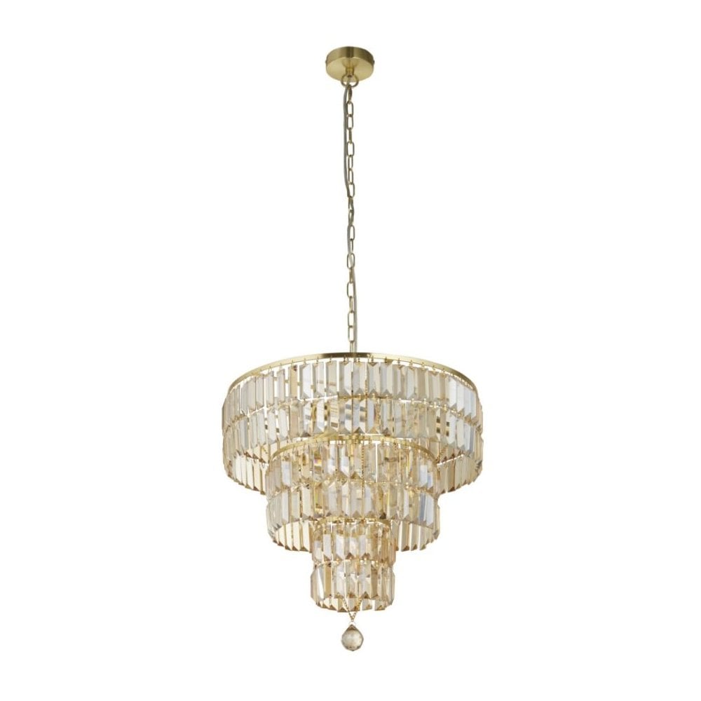 Empire 5 Light Satin Brass Crystal Chandelier