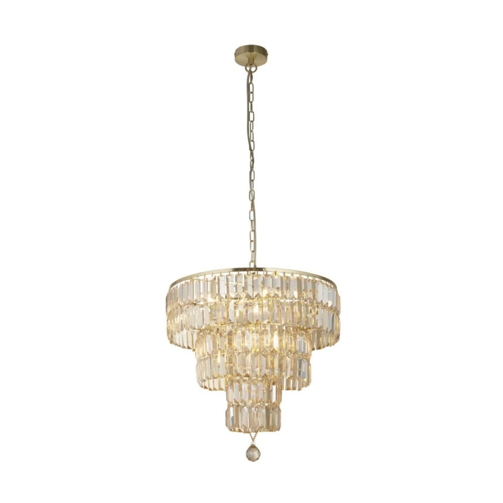 Empire 5 Light Satin Brass Crystal Chandelier