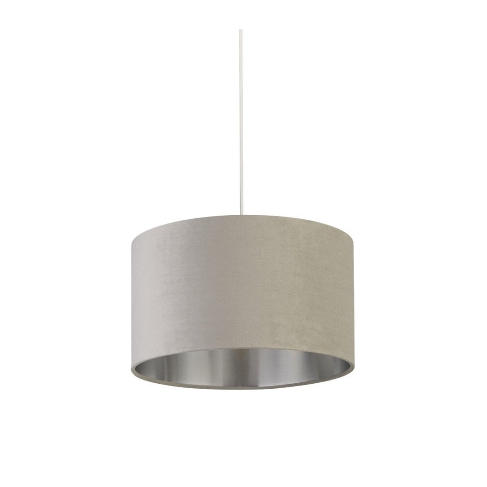 38cm Light Grey Velvet Drum Shade