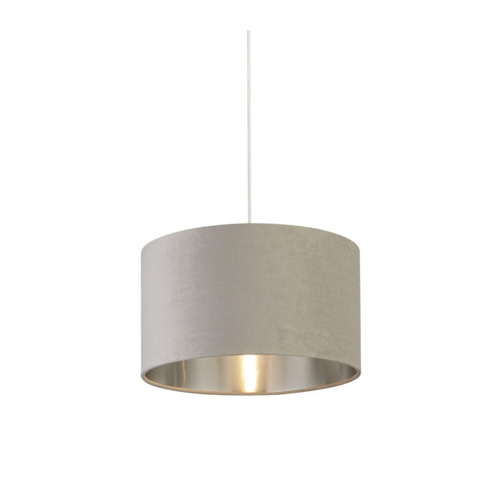 38cm Light Grey Velvet Drum Shade