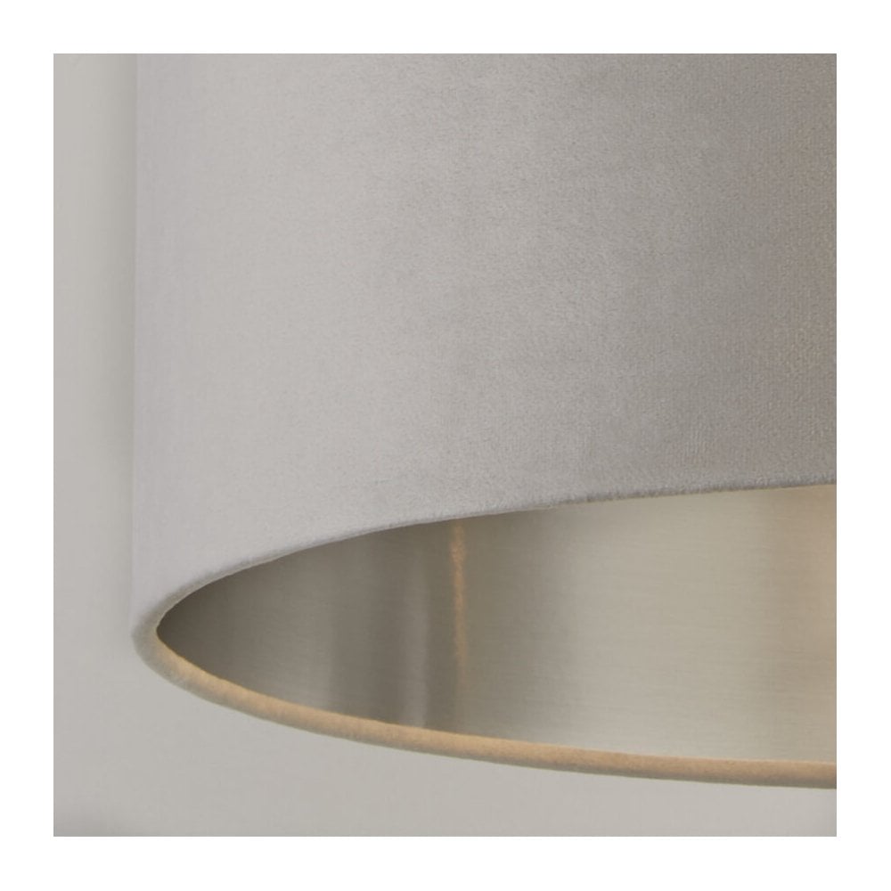 38cm Light Grey Velvet Drum Shade