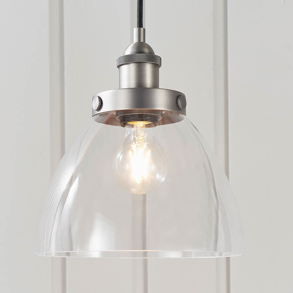 Hansen Single Pendant in Brushed Silver Finish