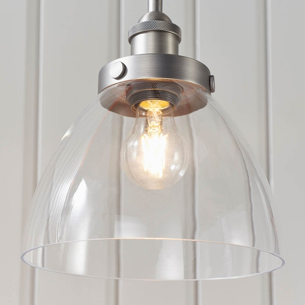 Hansen Single Pendant in Brushed Silver Finish