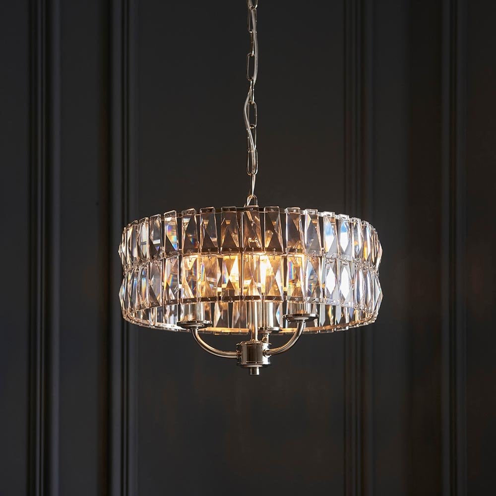 Clifton 3 Light Bright Nickel Ceiling Pendant