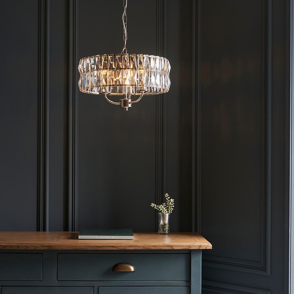 Clifton 3 Light Bright Nickel Ceiling Pendant