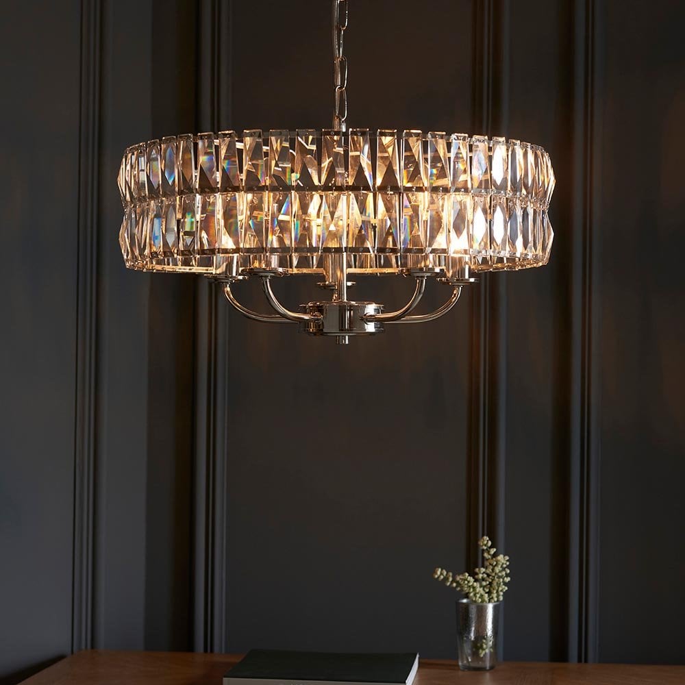 Clifton 5 Light Bright Nickel Ceiling Pendant