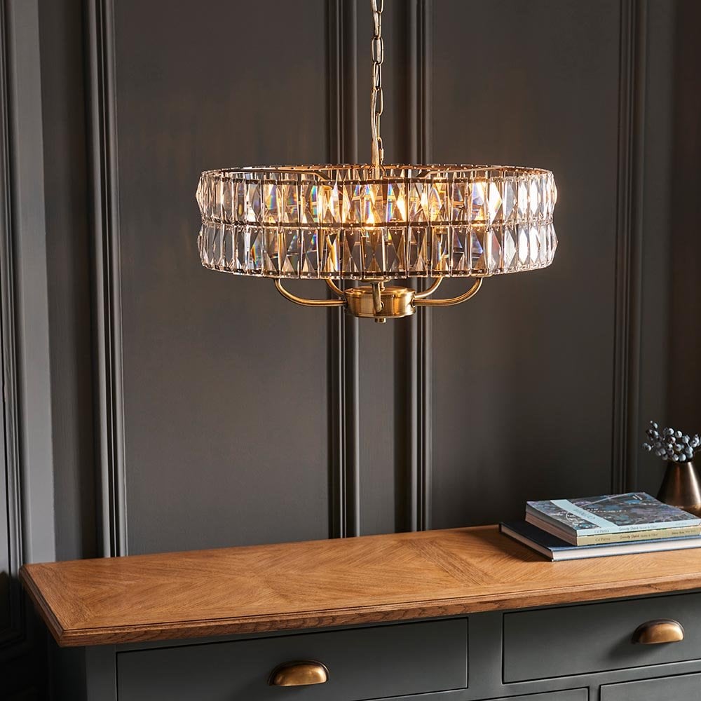 Clifton 5 Light Antique Brass Ceiling Pendant