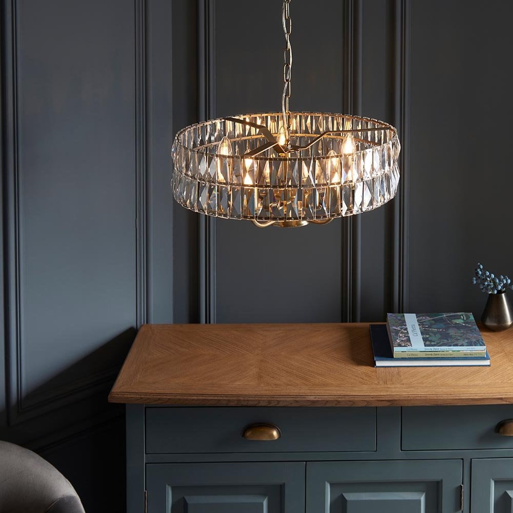 Clifton 5 Light Antique Brass Ceiling Pendant