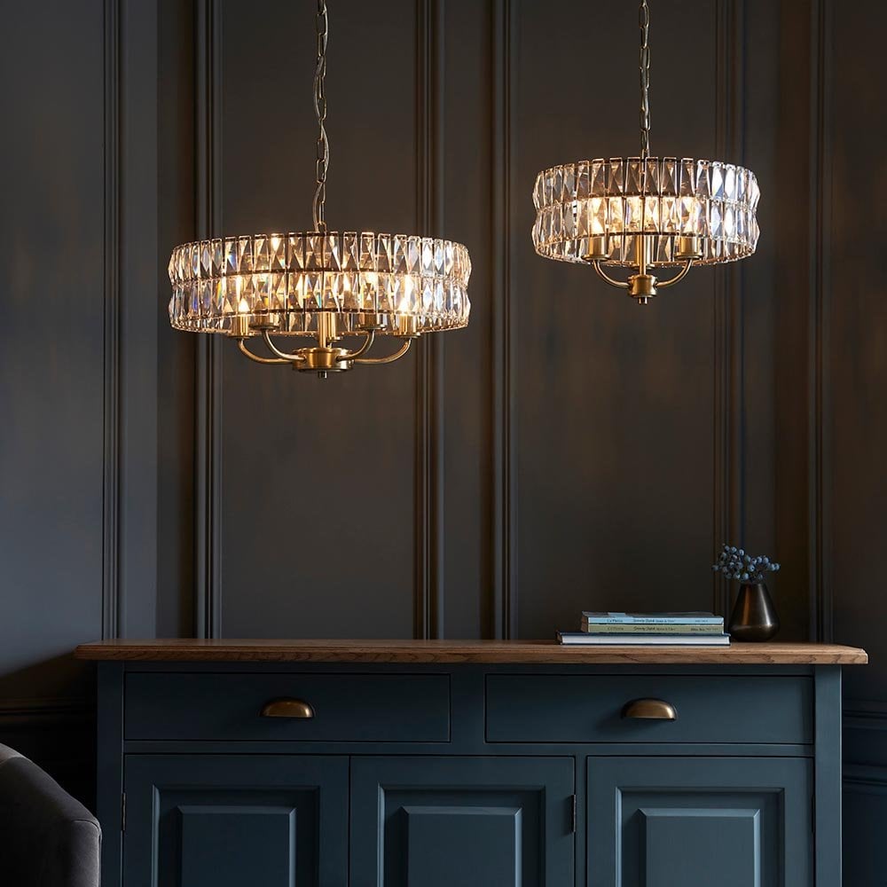 Clifton 5 Light Antique Brass Ceiling Pendant