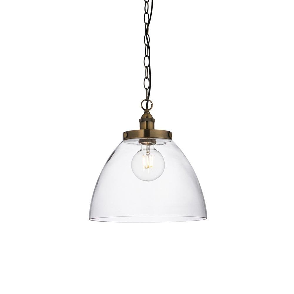Hansen Large Pendant in Antique Brass & Clear Glass
