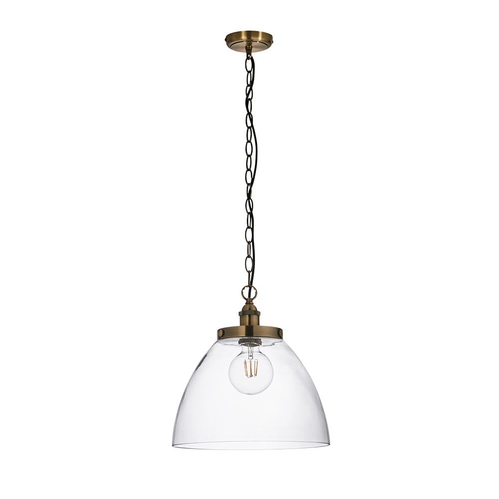 Hansen Large Pendant in Antique Brass & Clear Glass