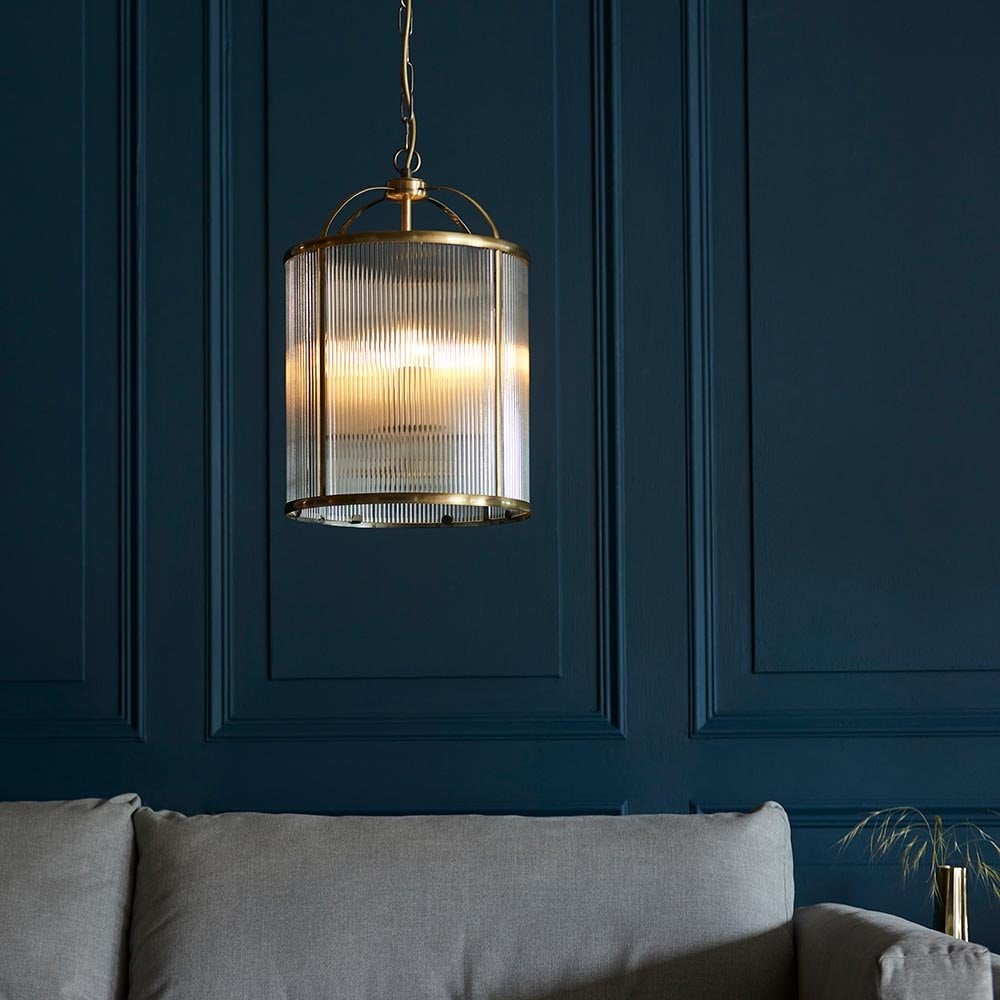 Lambeth 4 Light Ribbed Lantern Pendant