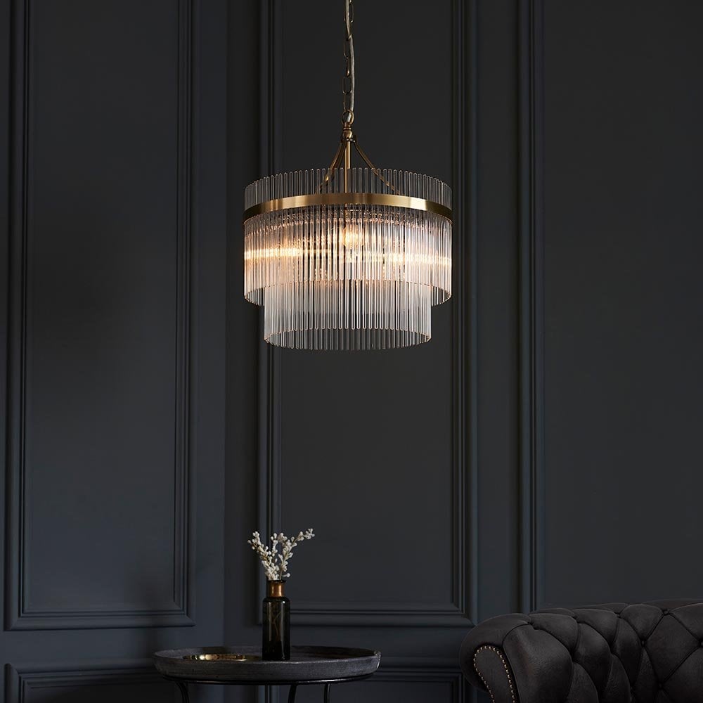 Marietta 3 Light Antique Brass Pendant