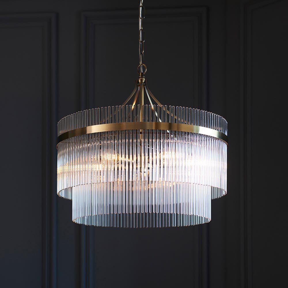 Marietta 5 Light Antique Brass Pendant