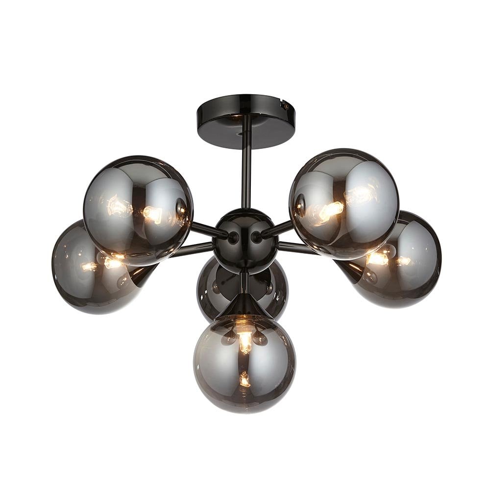 Oscar 6 Light Black Semi Flush C/W Mirror Shades