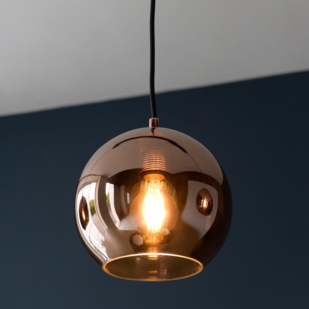 Boli 3 Light Linear Pendant with Copper Mirrored Glass Shades
