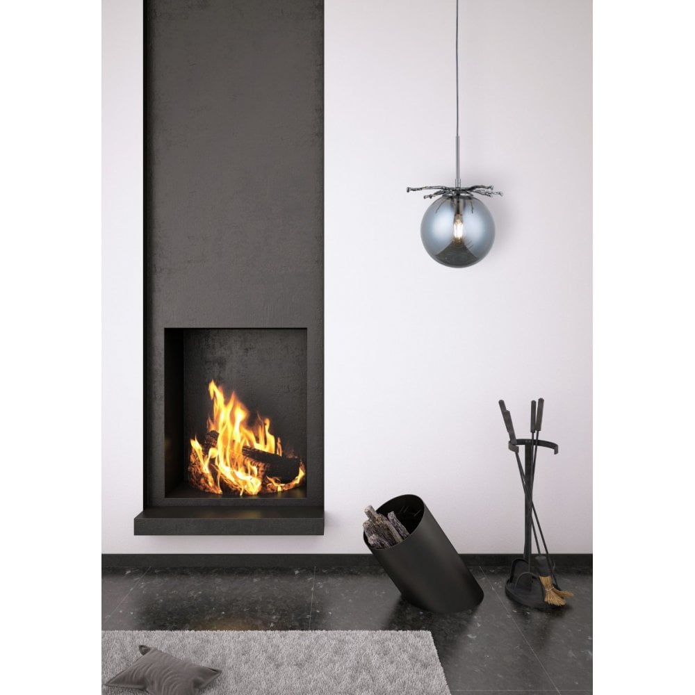 Harvey Single Brushed Black Chrome Pendant