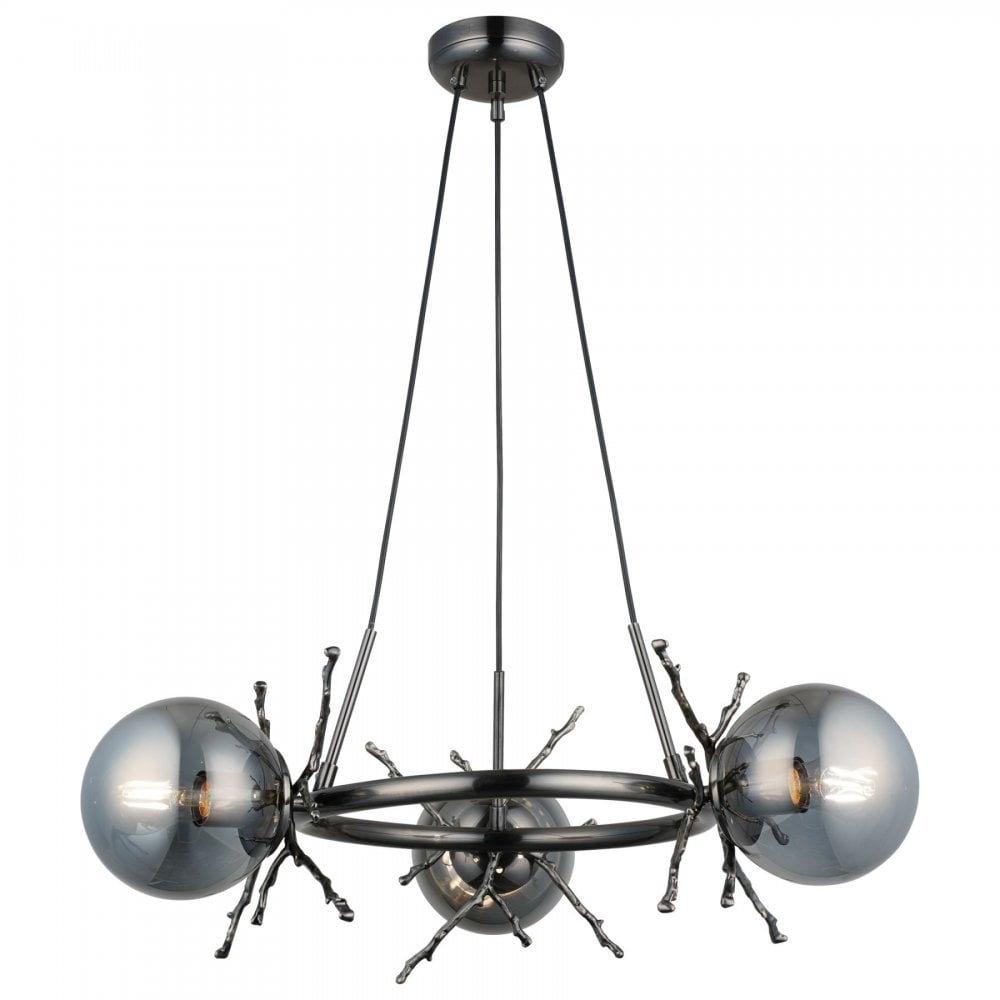 Harvey 3 Light Brushed Black Chrome Pendant