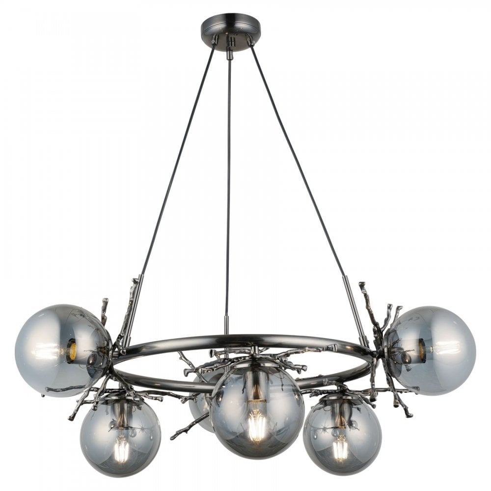 Harvey 6 Light Brushed Black Chrome Pendant