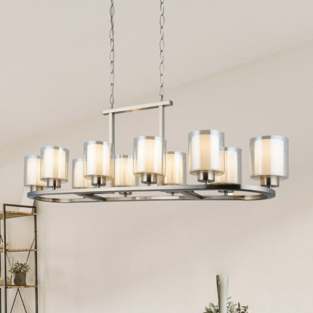 Yara 10 Light Satin Chrome Bar Pendant