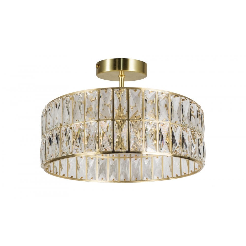 Haley 6 Light Satin Brass Semi Flush Crystal Fitting