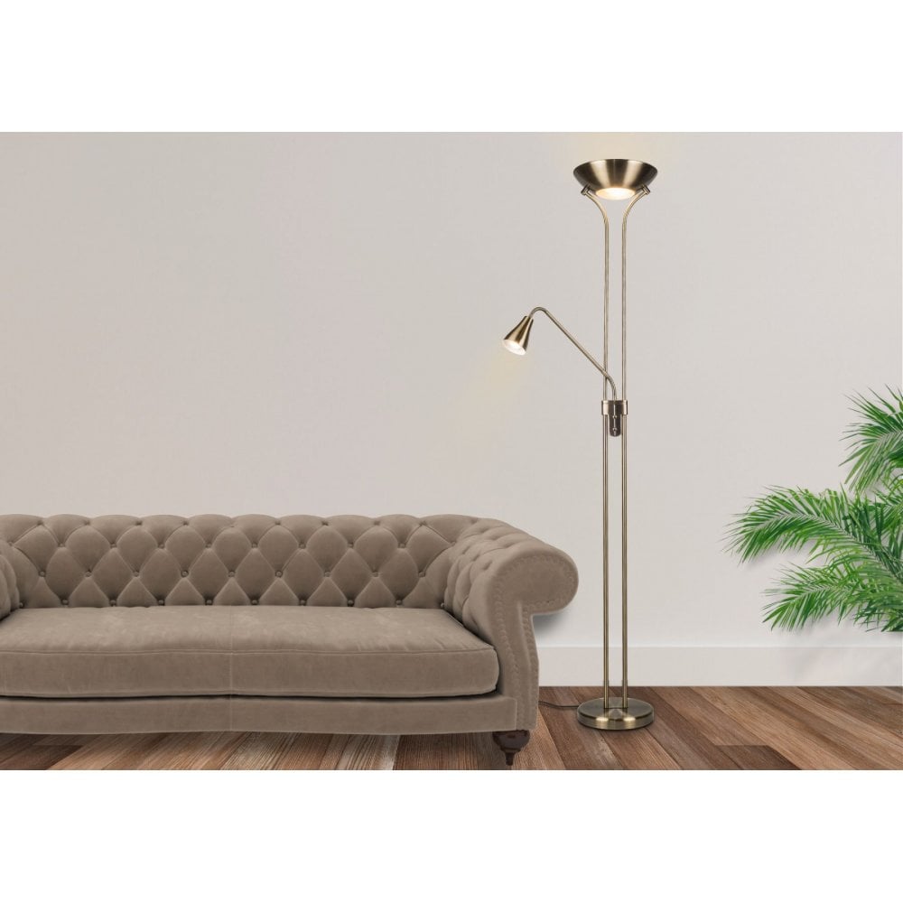Alba Antique Brass Mother & Child Floor Lamp