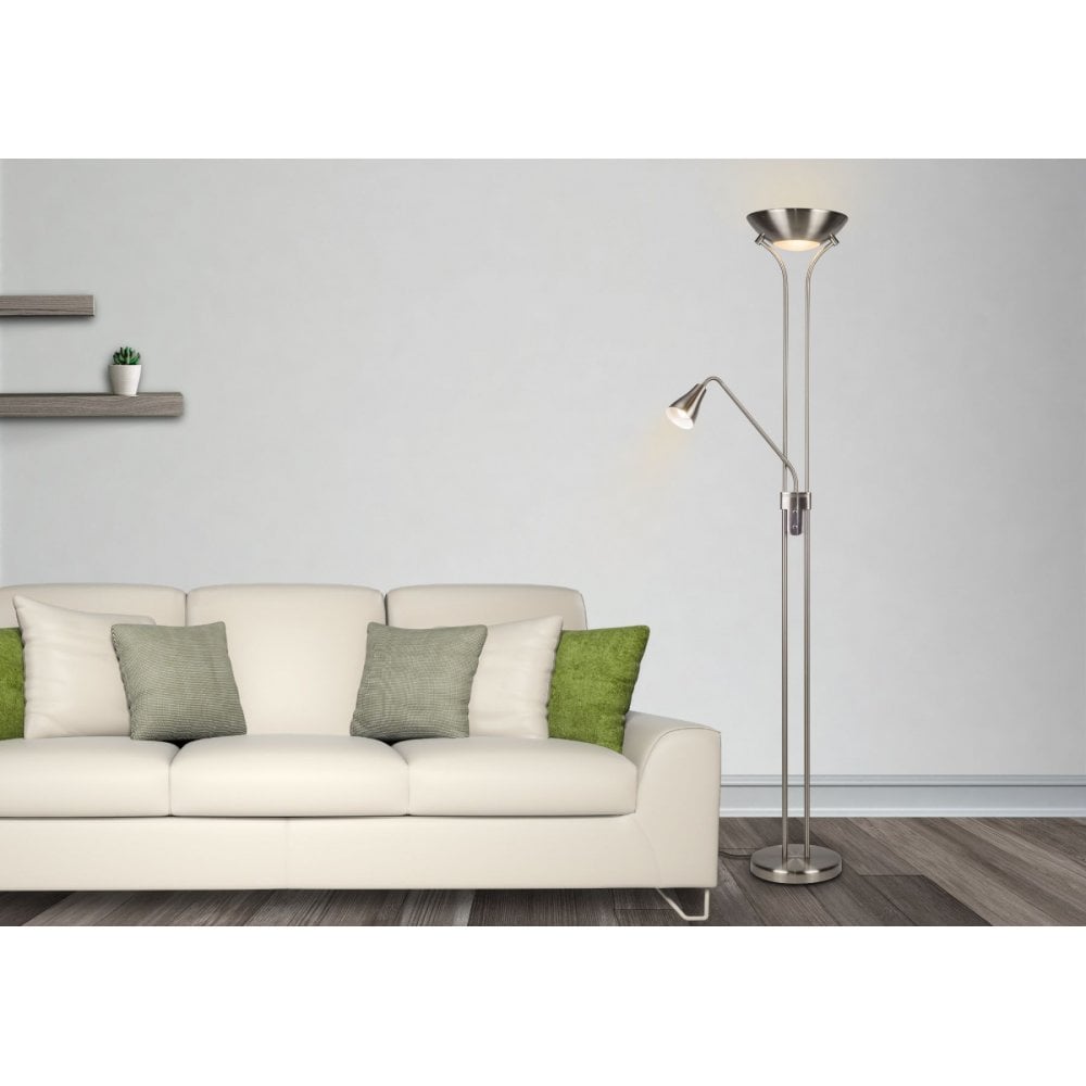 Alba Satin Chrome Mother & Child Floor Lamp