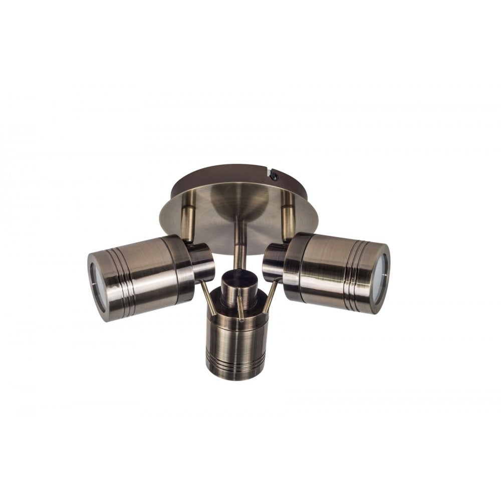 Luxo 3 Light Spotlight in Antique Brass