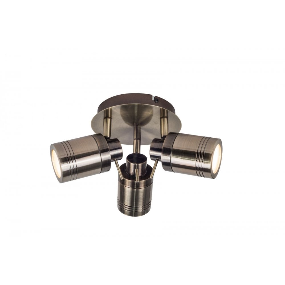 Luxo 3 Light Spotlight in Antique Brass