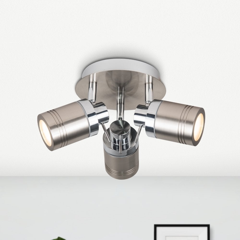 Luxo 3 Light Spotlight in Satin Chrome